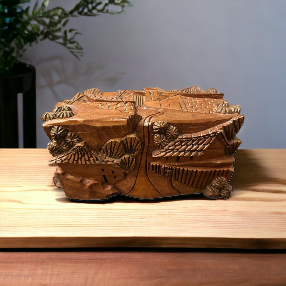 Vintage Honduran Handmade Wooden Decorative Chest Box 10"